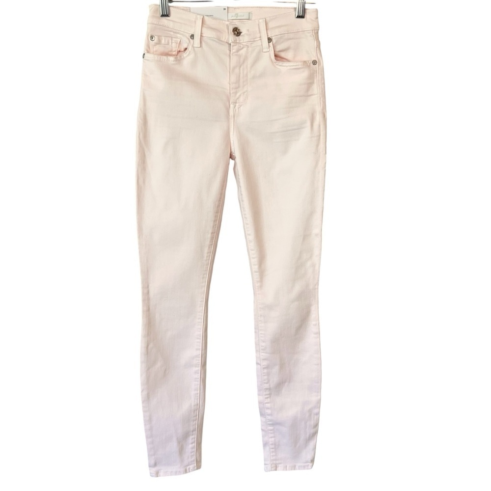 7FAM Light Pink Aubrey High-Waist Ankle Skinny Jeans